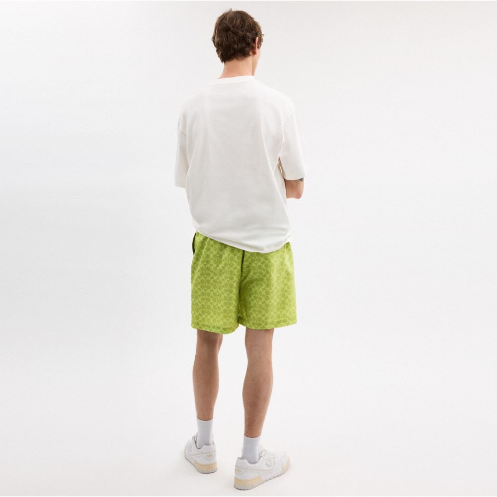 Coach Signature Swim Trunks In Recycled Polyester Pear