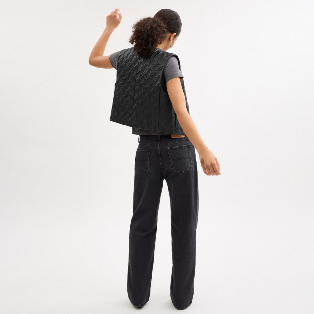 Coach Quilted Leather Vest Black