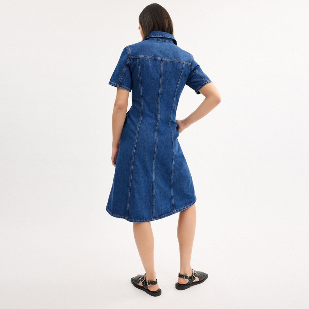 Coach Denim Midi Dress In Organic And Recycled Cotton Medium Blue