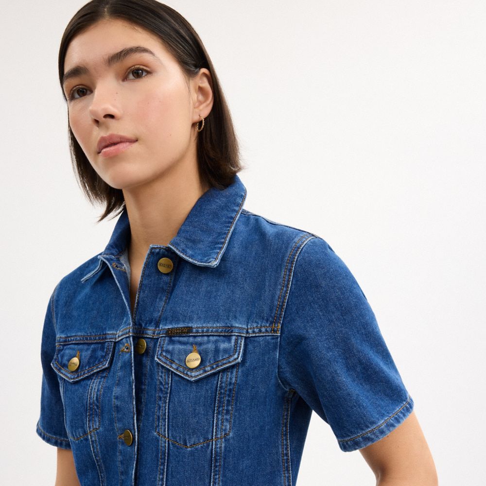 Coach Denim Midi Dress In Organic And Recycled Cotton Medium Blue