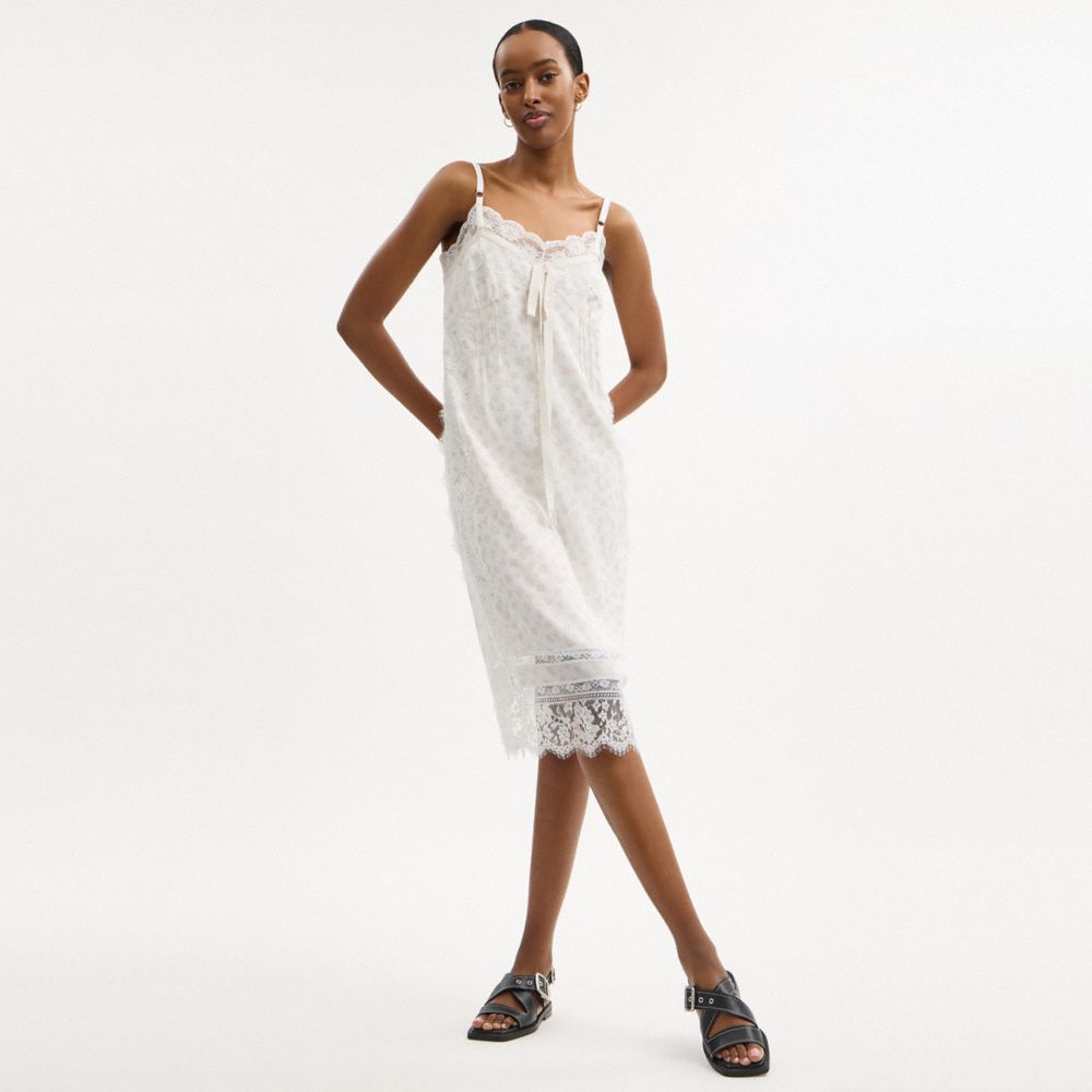 Coach Floral Lace Dress White