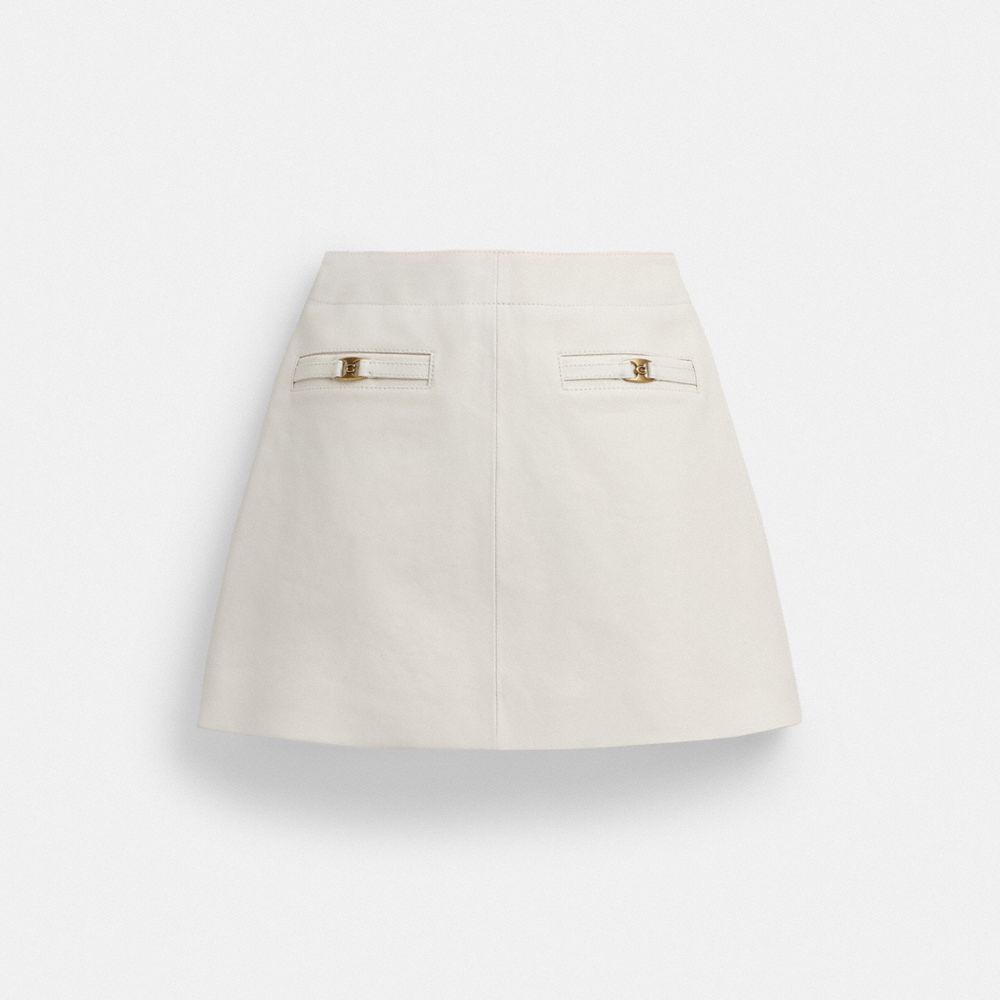 Coach Heritage C Leather Skirt White