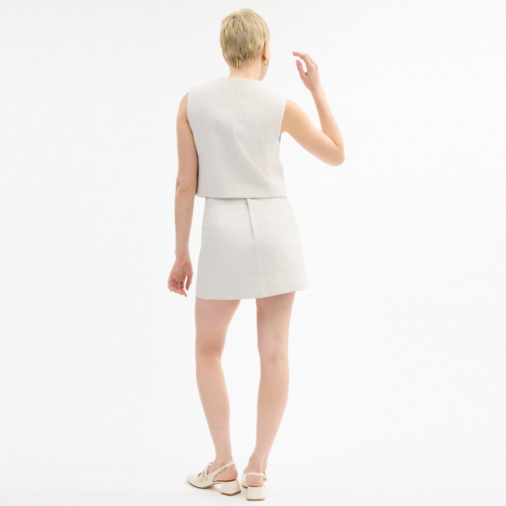 Coach Heritage C Leather Skirt White