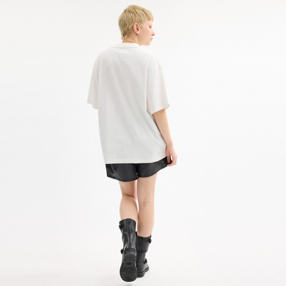 Coach Cursive Coach Embroidered T Shirt In Organic Cotton White