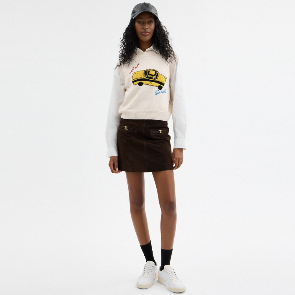 Coach Sketch Print Sweater Vest Cream Multi