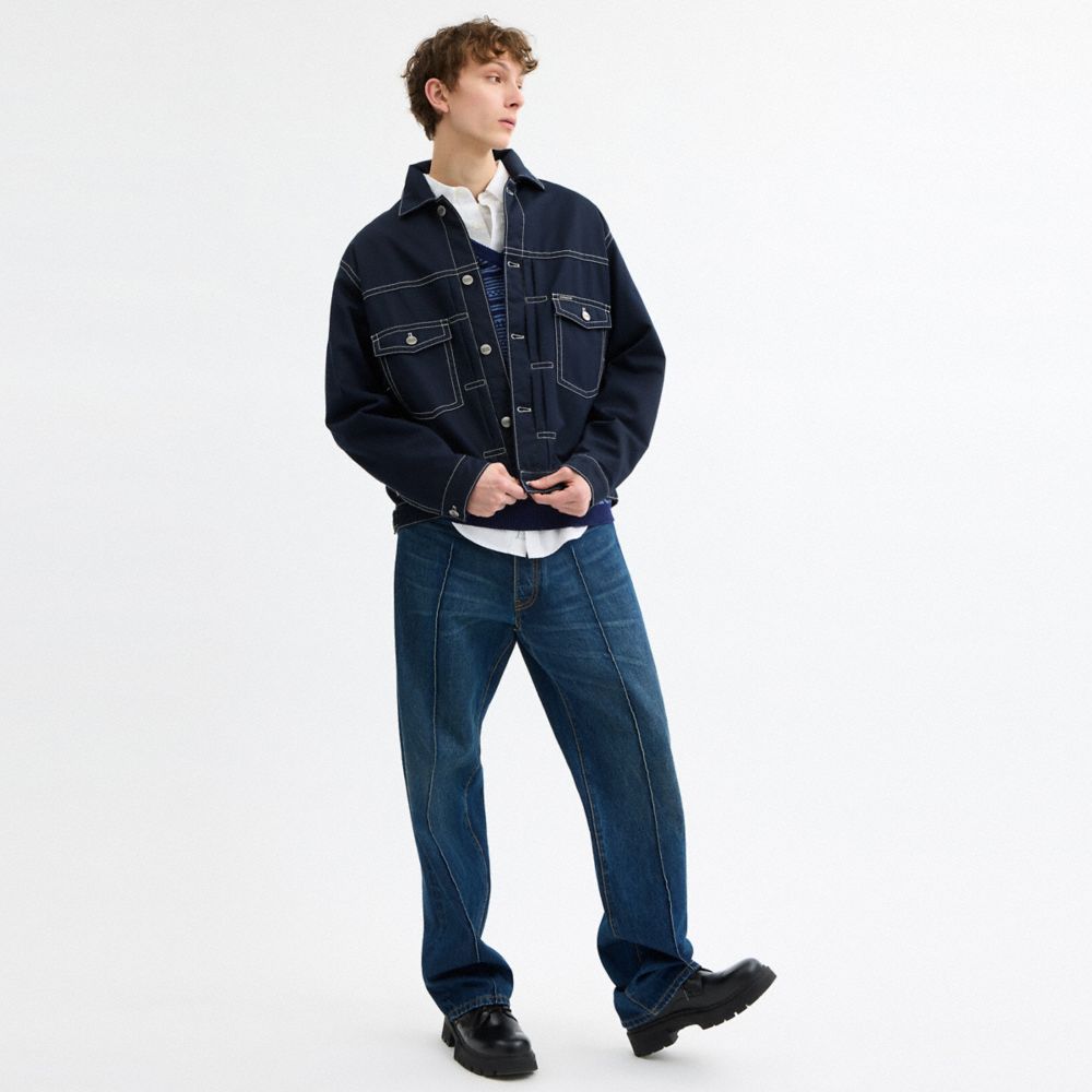 Coach Trucker Jacket Navy Blue