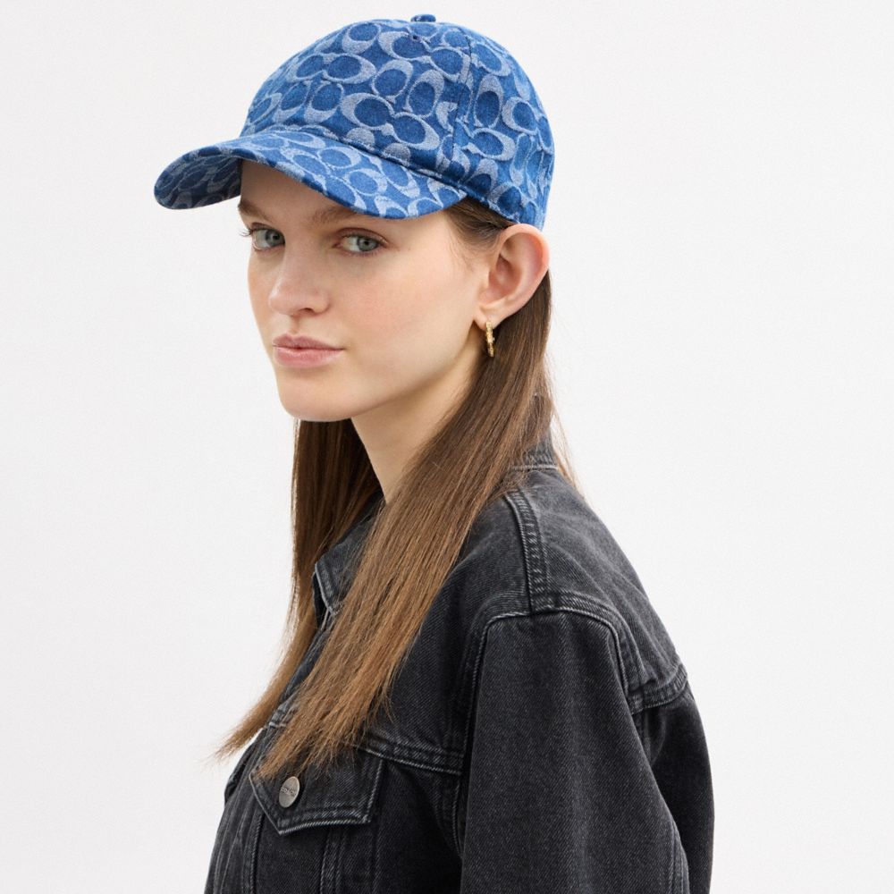 Coach Signature Denim Baseball Hat Denim