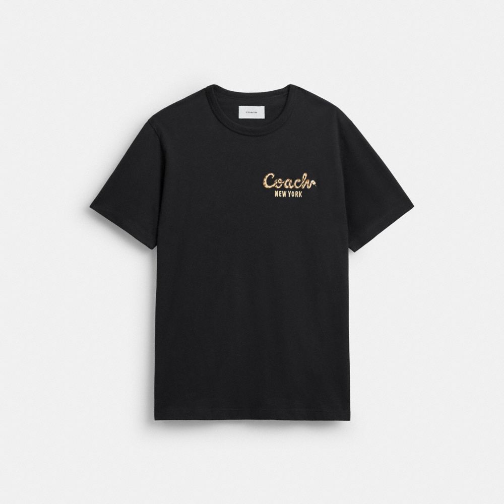 Coach New Year Coach Snake Script T Shirt In Organic Cotton Black