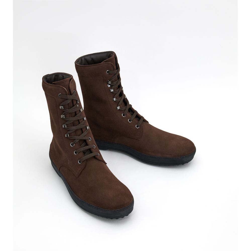 Tods Winter Gommino Ankle Boots In Suede Brown Mens