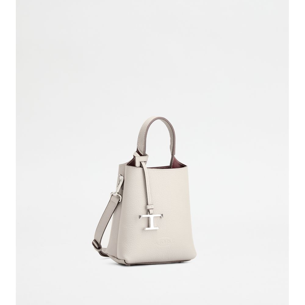 Tods Micro Bag In Leather White Burgundy