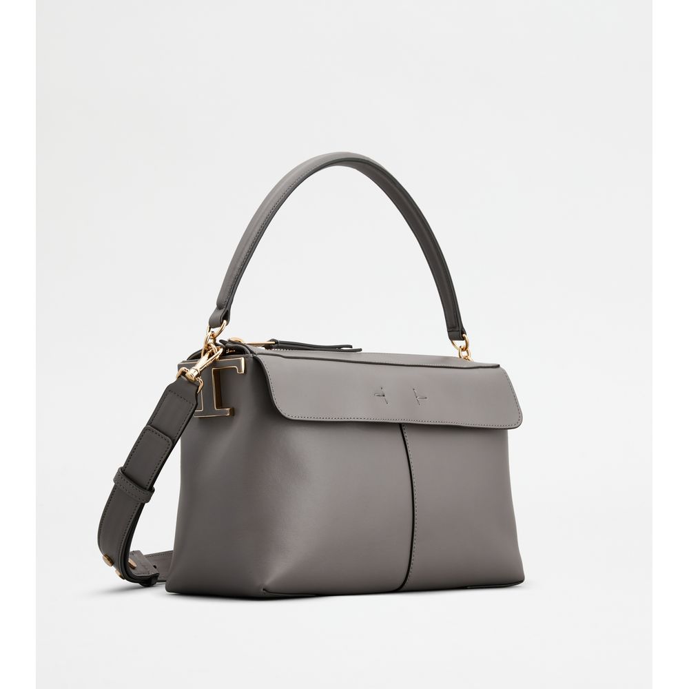 Tods T Case Bauletto In Leather Small Grey