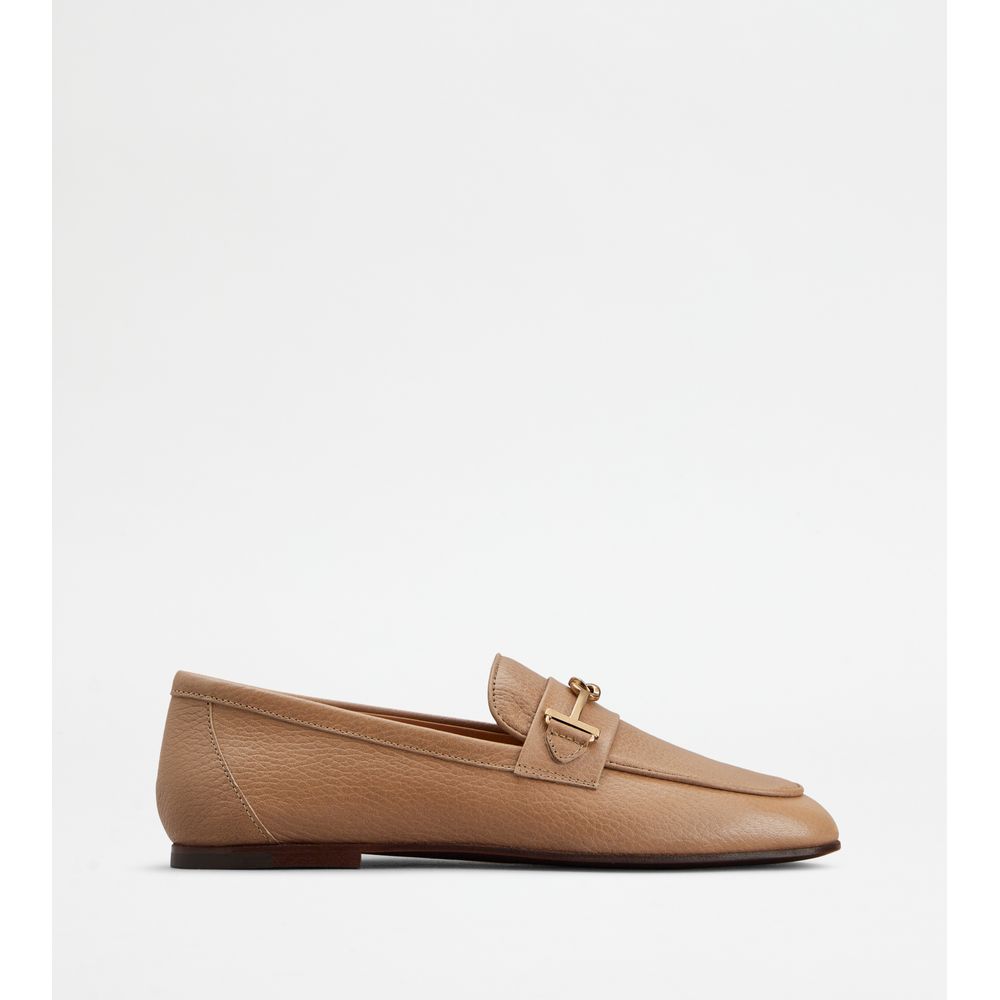 Tods Loafers In Leather Beige Womens