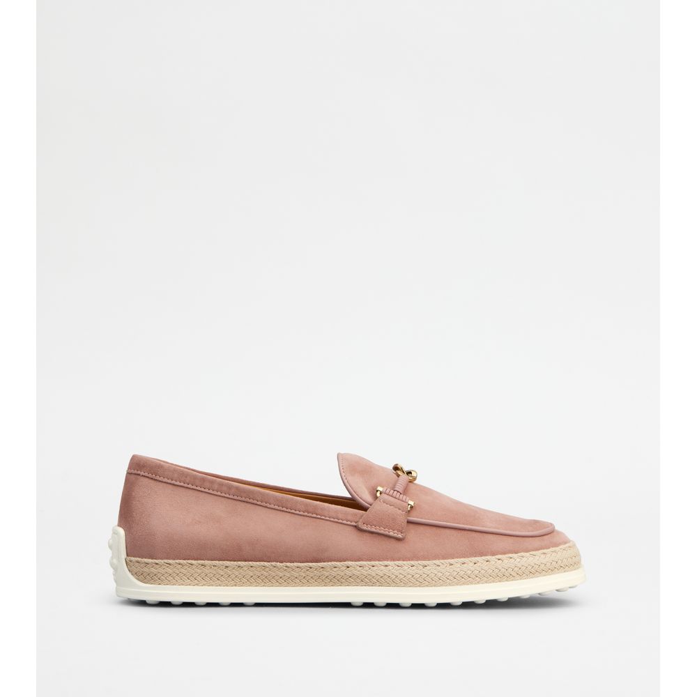 Tods Loafers In Suede Pink Womens