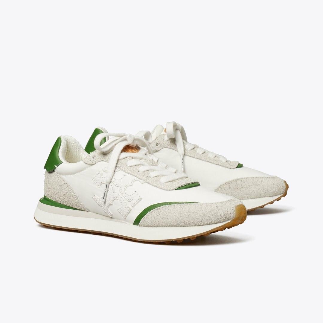Tory Burch Destiny Trainer WHITE / WHITE / PALE GREEN