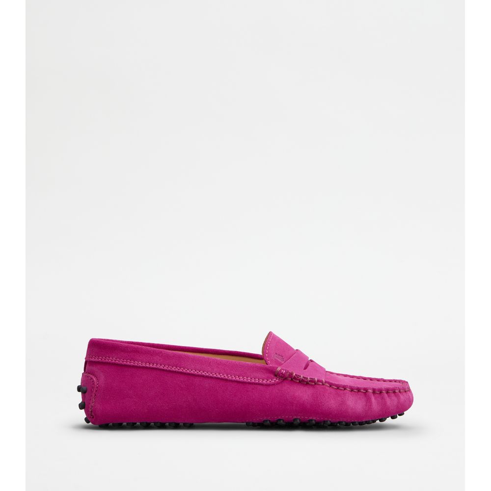 Tods Gommino Driving Shoes In Suede Pink Womens