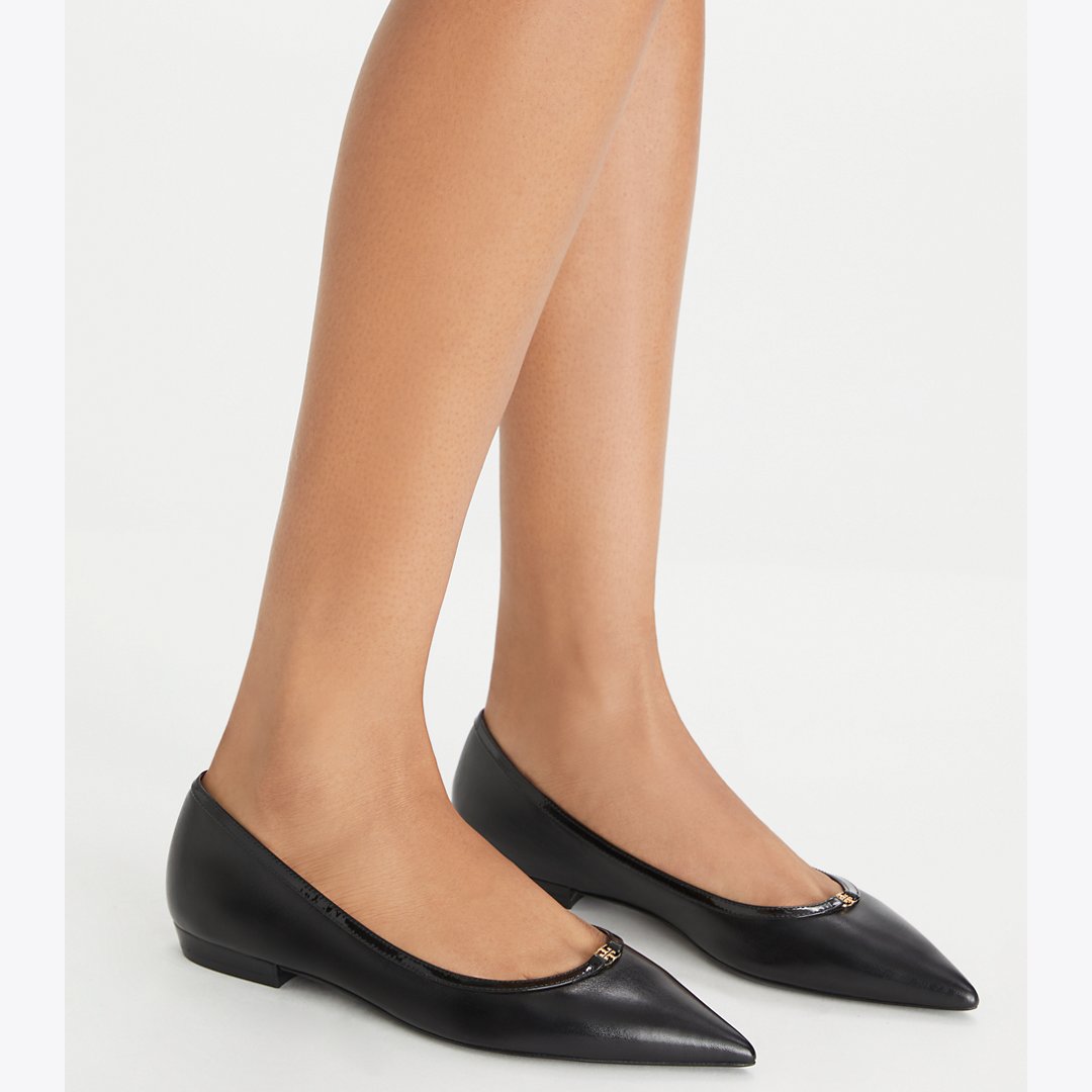 Tory Burch Double T Buckle Flat PERFECT BLACK