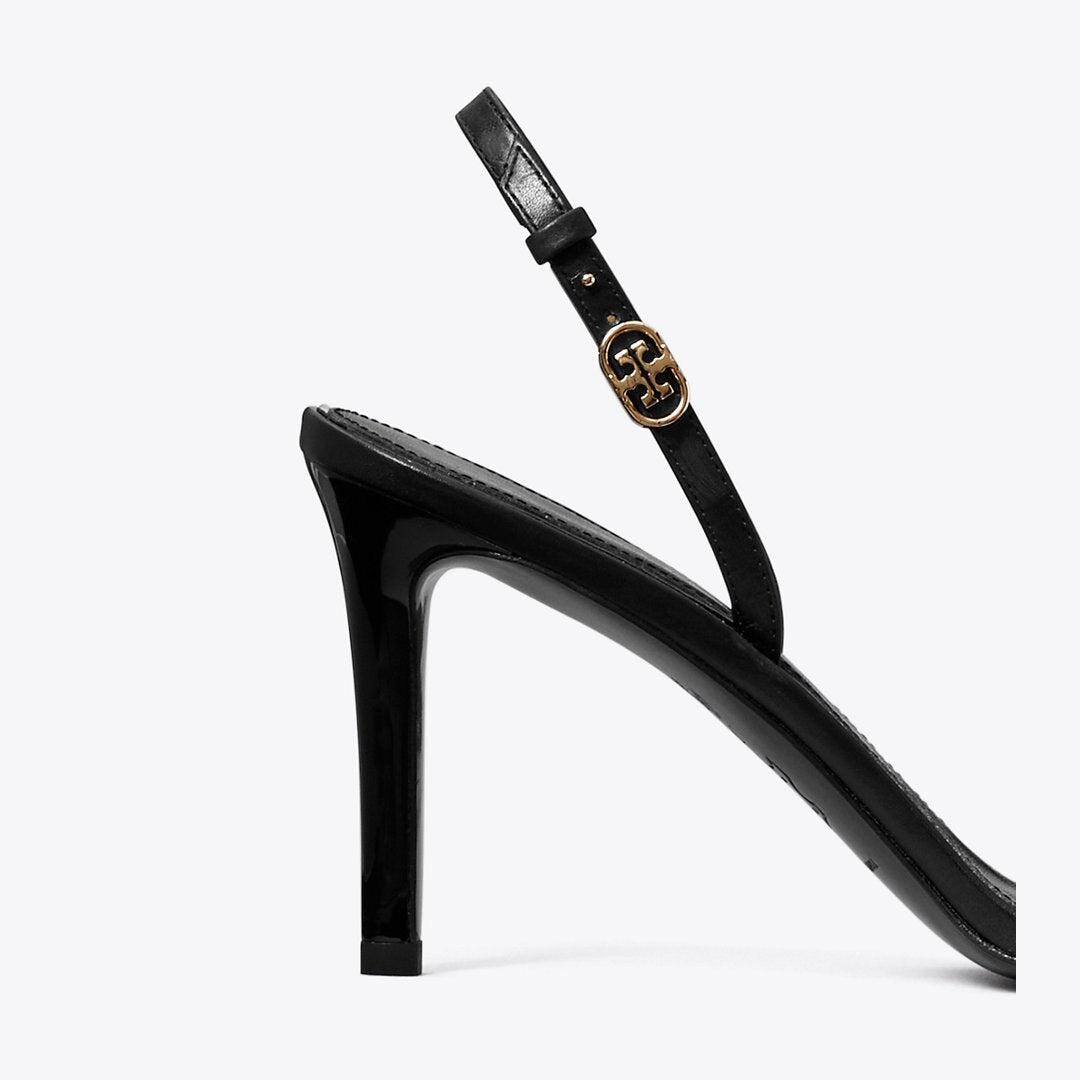 Tory Burch Double T Buckle Heeled Sandal PERFECT BLACK