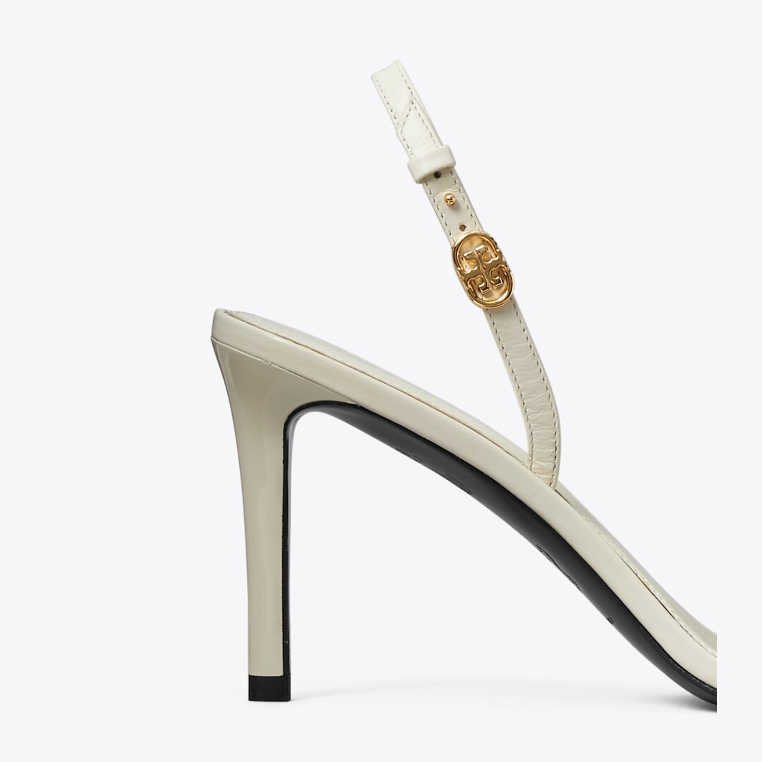 Tory Burch Double T Buckle Heeled Sandal LIGHT CREAM