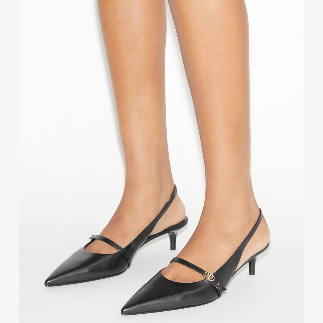 Tory Burch Double T Buckle Mary Jane Slingback PERFECT BLACK / PERFECT BLACK