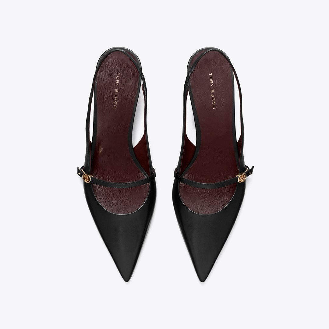 Tory Burch Double T Buckle Mary Jane Slingback PERFECT BLACK / PERFECT BLACK