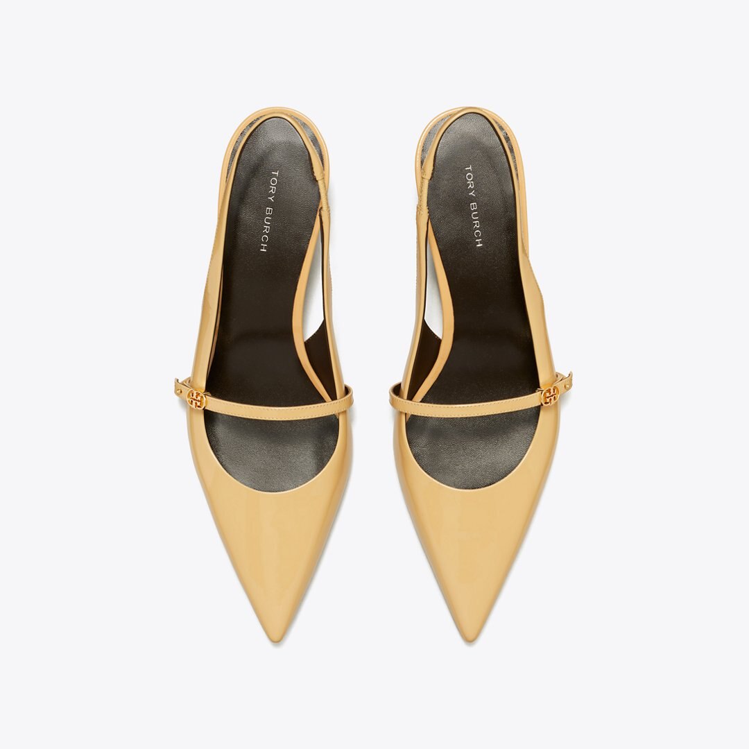 Tory Burch Double T Buckle Mary Jane Slingback BISCOTTI / BISCOTTI