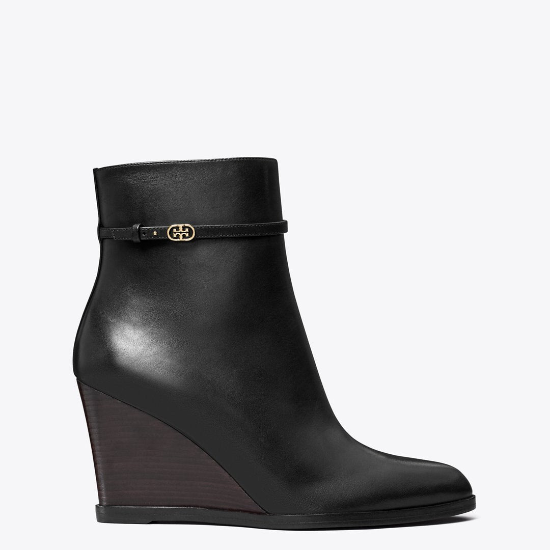 Tory Burch Double T Buckle Wedge Boot PERFECT BLACK