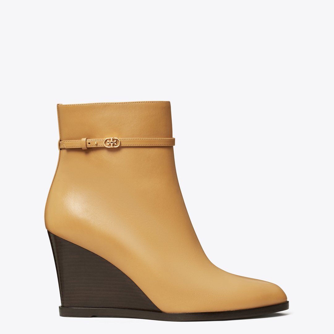 Tory Burch Double T Buckle Wedge Boot GINGER SHORTBREAD