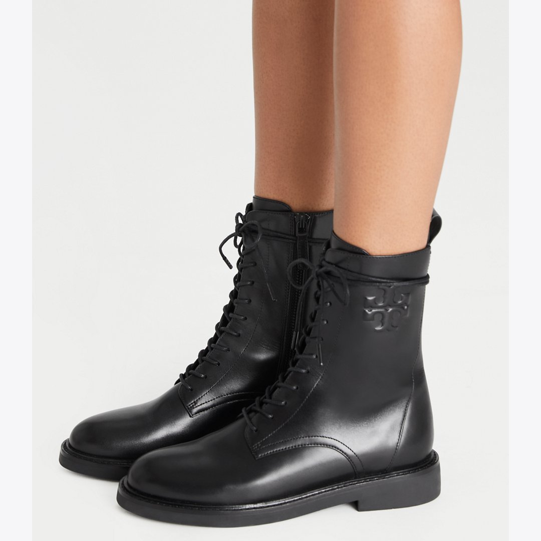 Tory Burch Double T Combat Boot PERFECT BLACK
