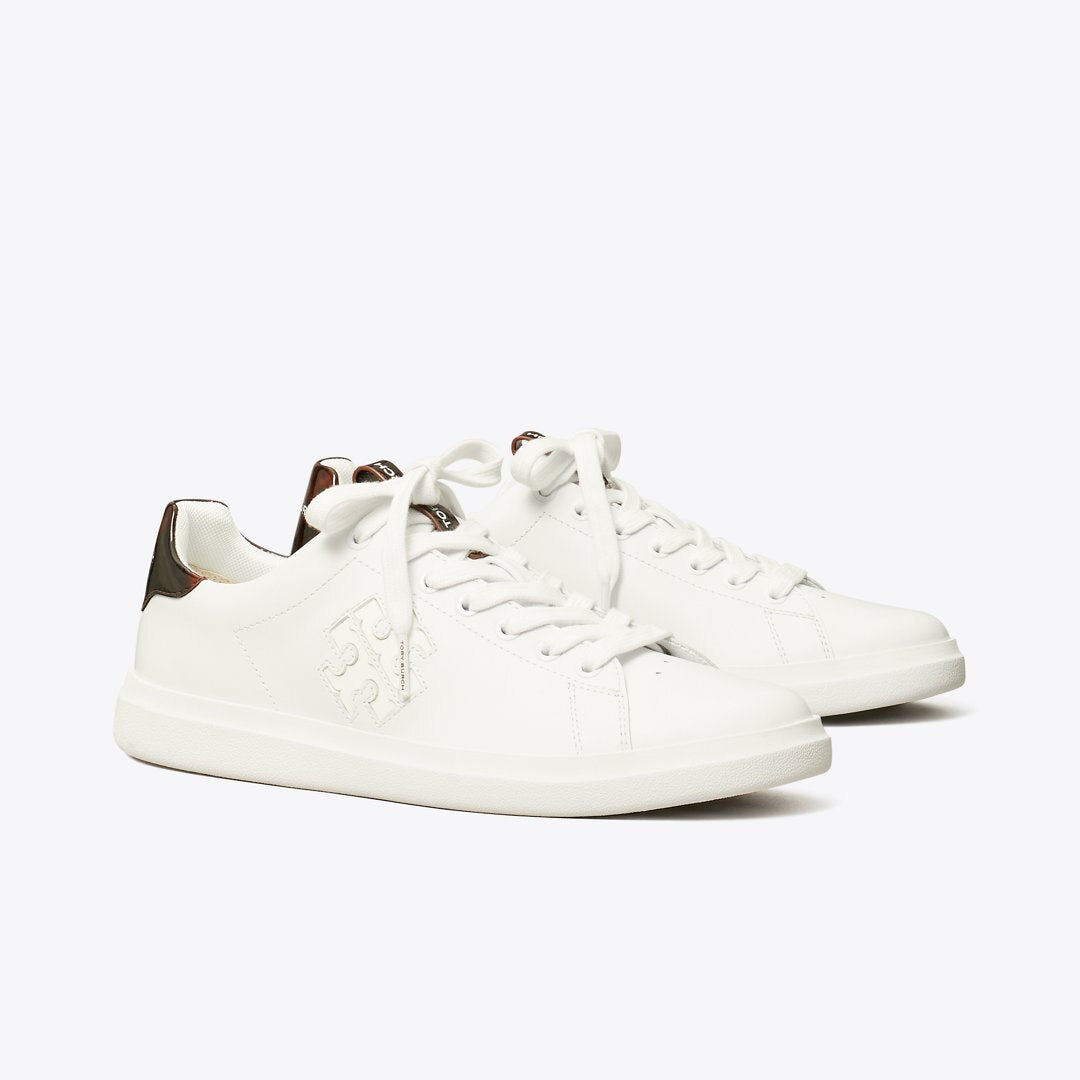 Tory Burch Double T Howell Court Sneaker TITANIUM WHITE / CRETA