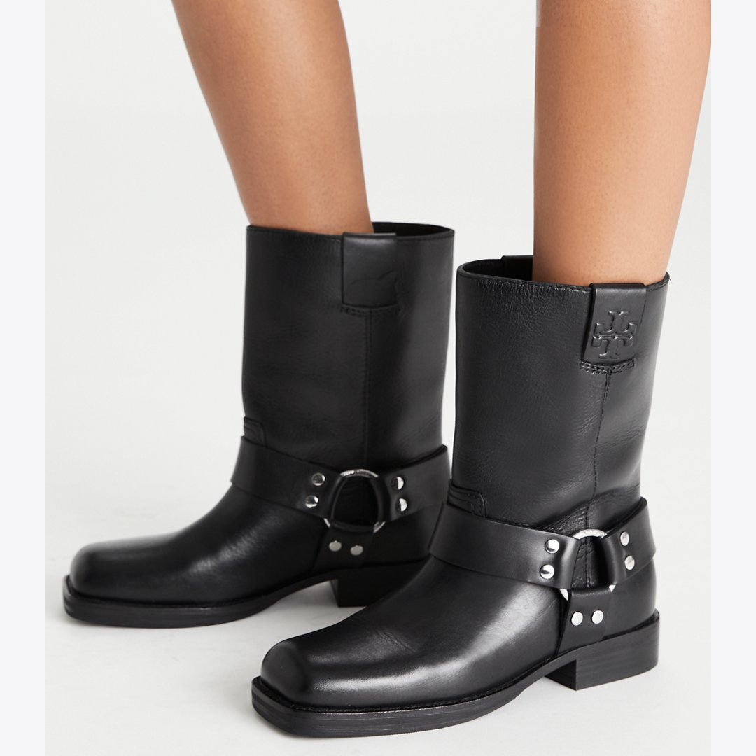 Tory Burch Double T Moto Boot PERFECT BLACK