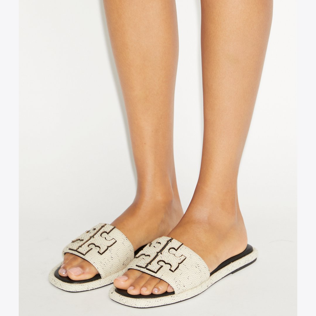 Tory Burch Double T Sport Slide GRAIN / PERFECT BLACK
