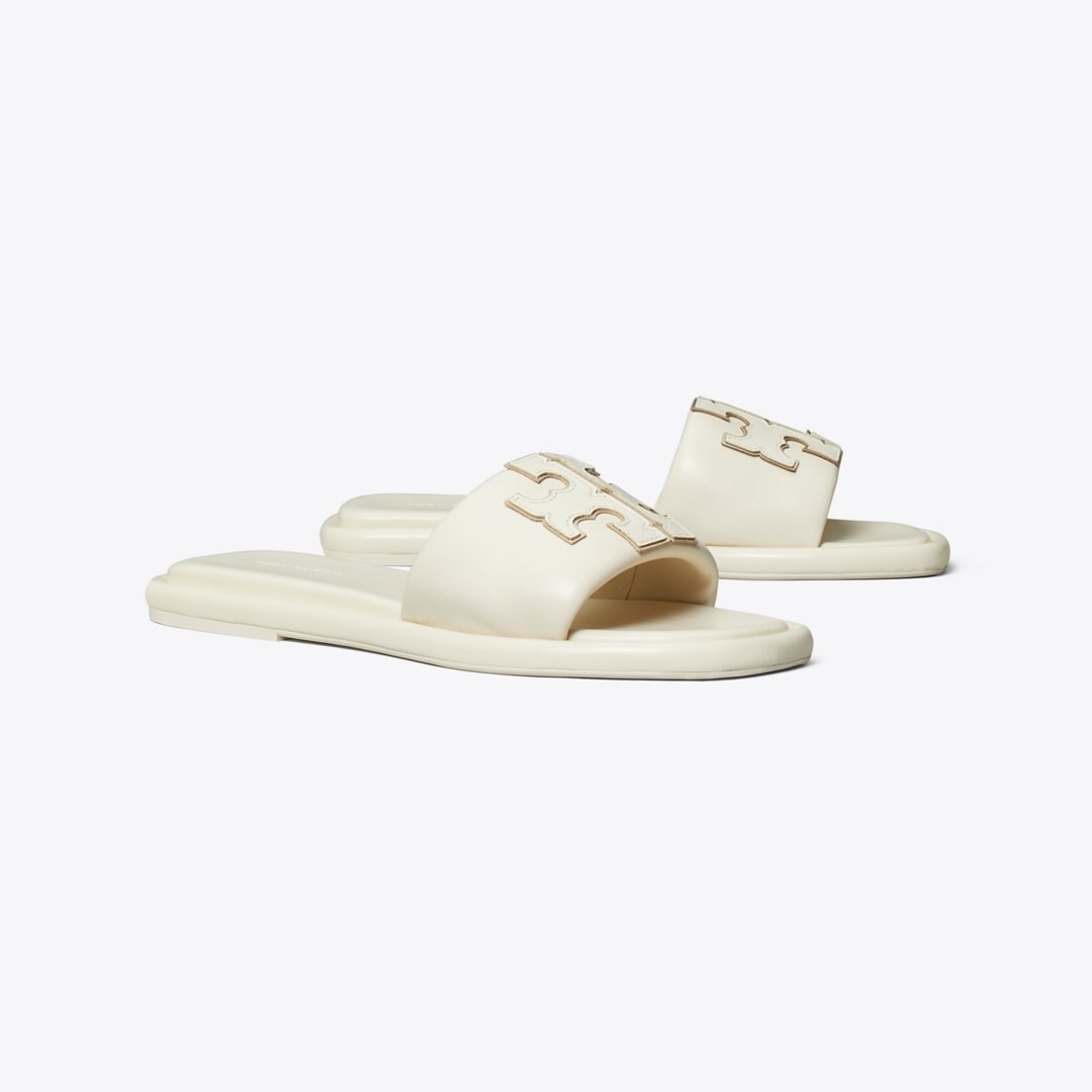 Tory Burch Double T Sport Slide LIGHT CREAM / GOLD