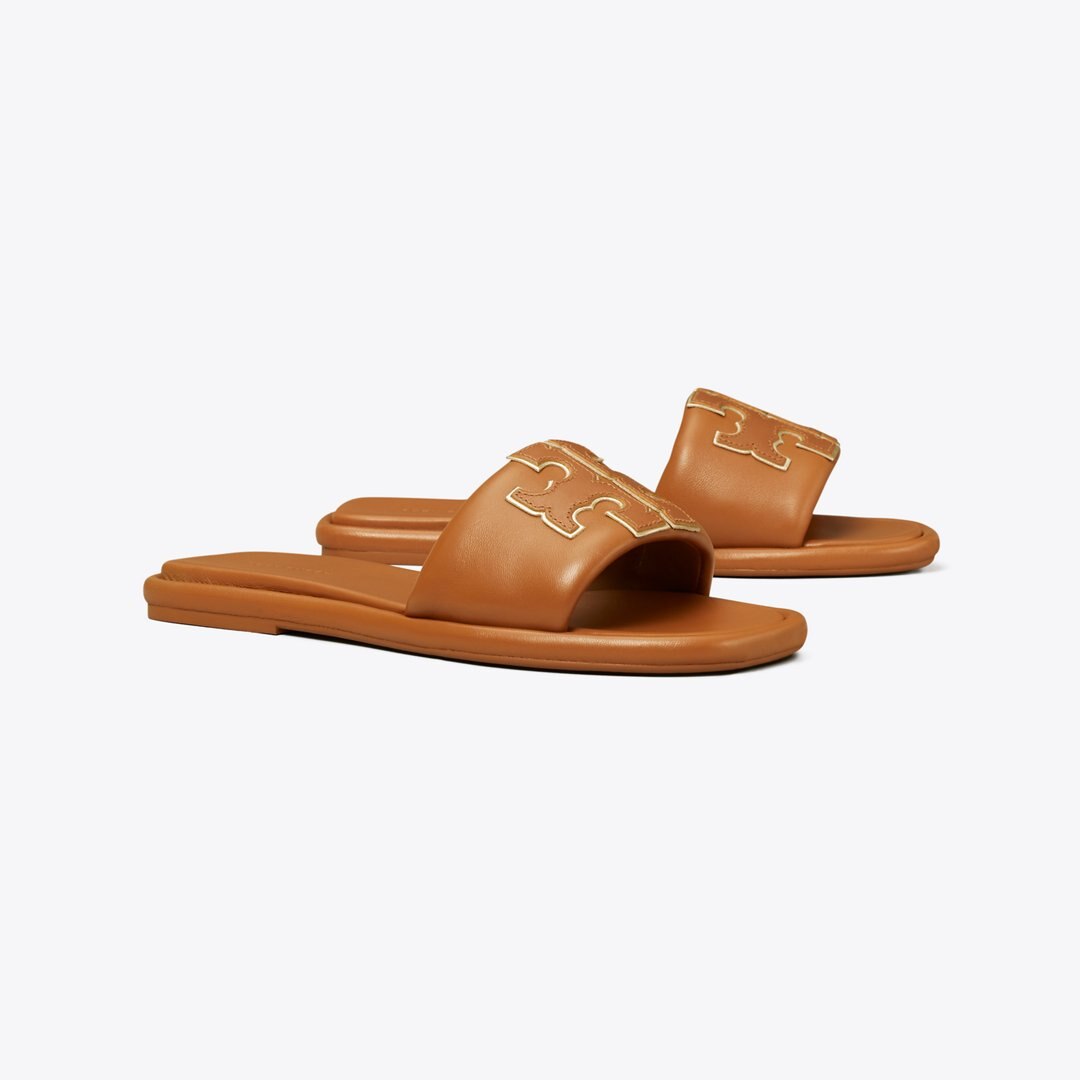 Tory Burch Double T Sport Slide BOURBON MIELE / GOLD