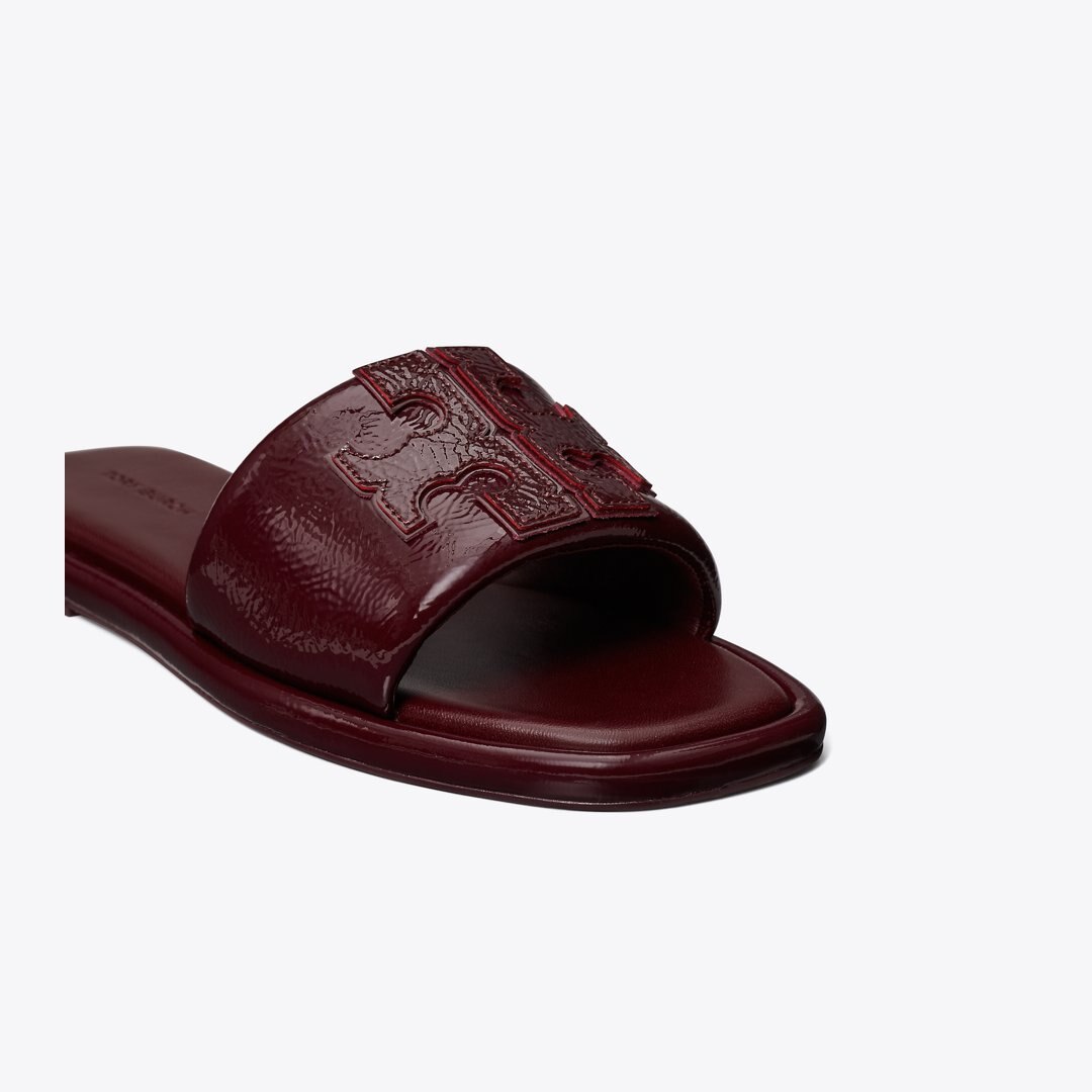 Tory Burch Double T Sport Slide DARK CARMINE
