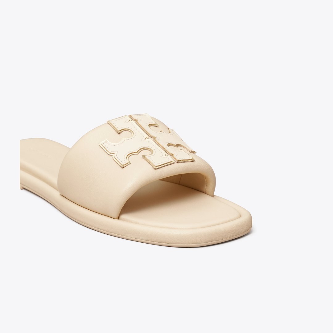Tory Burch Double T Sport Slide Dulce De Leche / GOLD