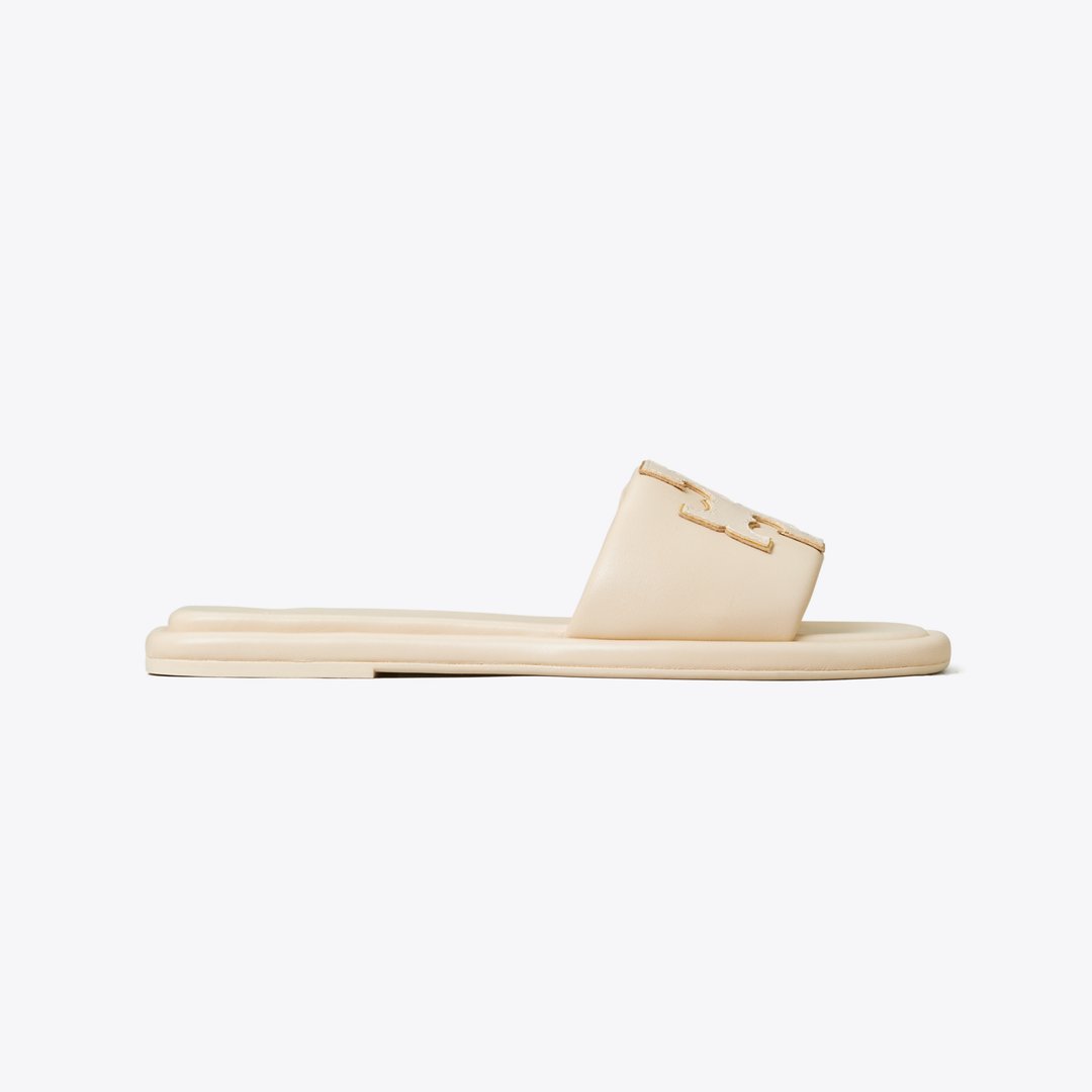 Tory Burch Double T Sport Slide Dulce De Leche / GOLD