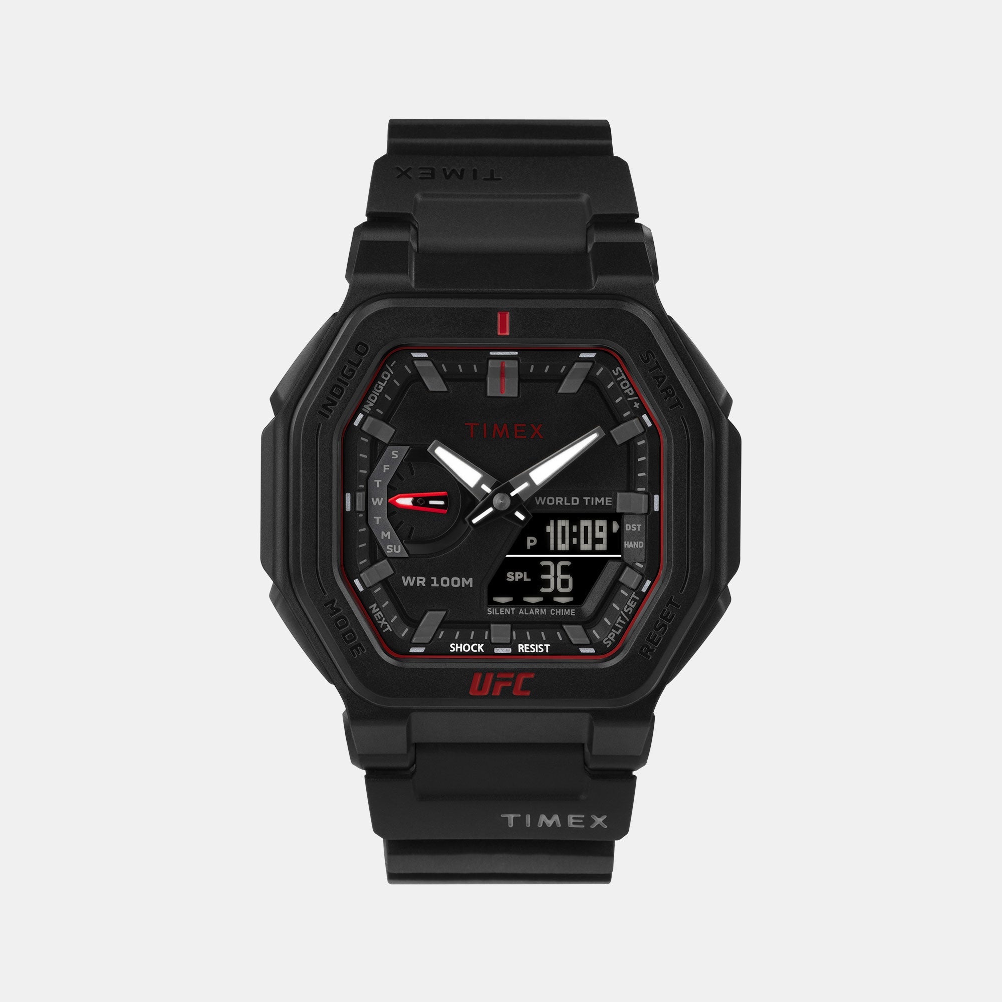 Timex Ufc Men Quartz Black Dial Analog Resin Watch Tw2V55200X6