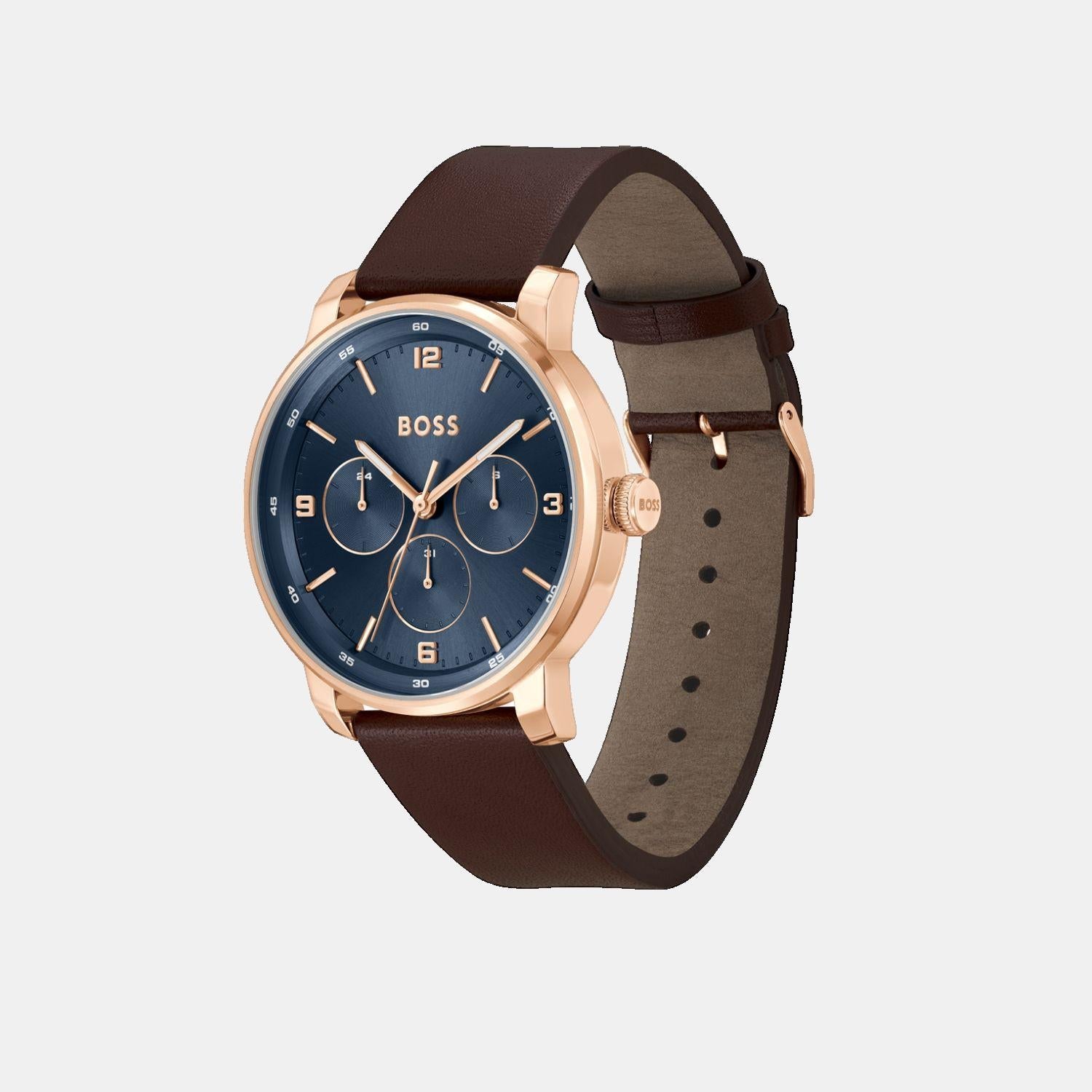 Boss Contender Men Quartz Blue Dial Multi-Function Leather Watch 1514126