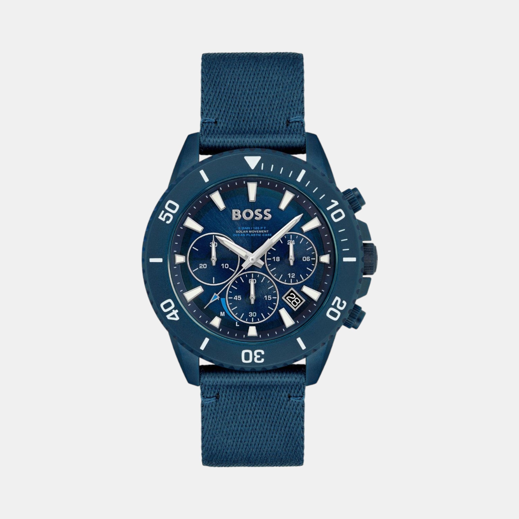 Boss Admiral Men Solar Blue Dial Chronograph Stainless Steel Watch 1513919
