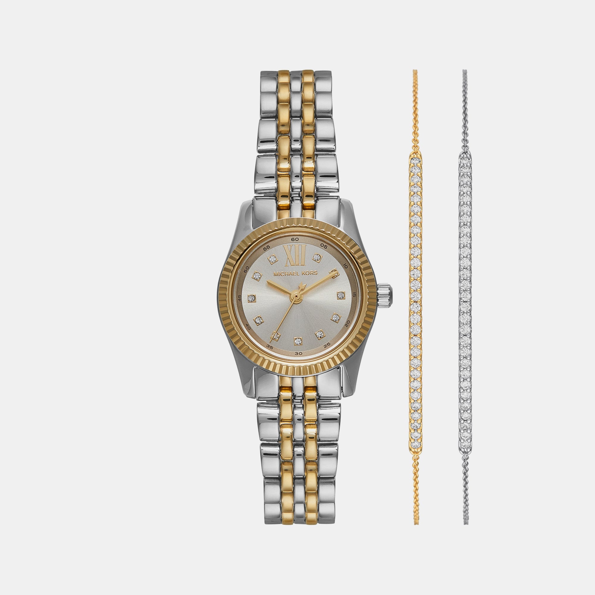 Michael Kors Lexington Women Quartz Silver Dial Analog Stainless Steel Watch Mk4815Set