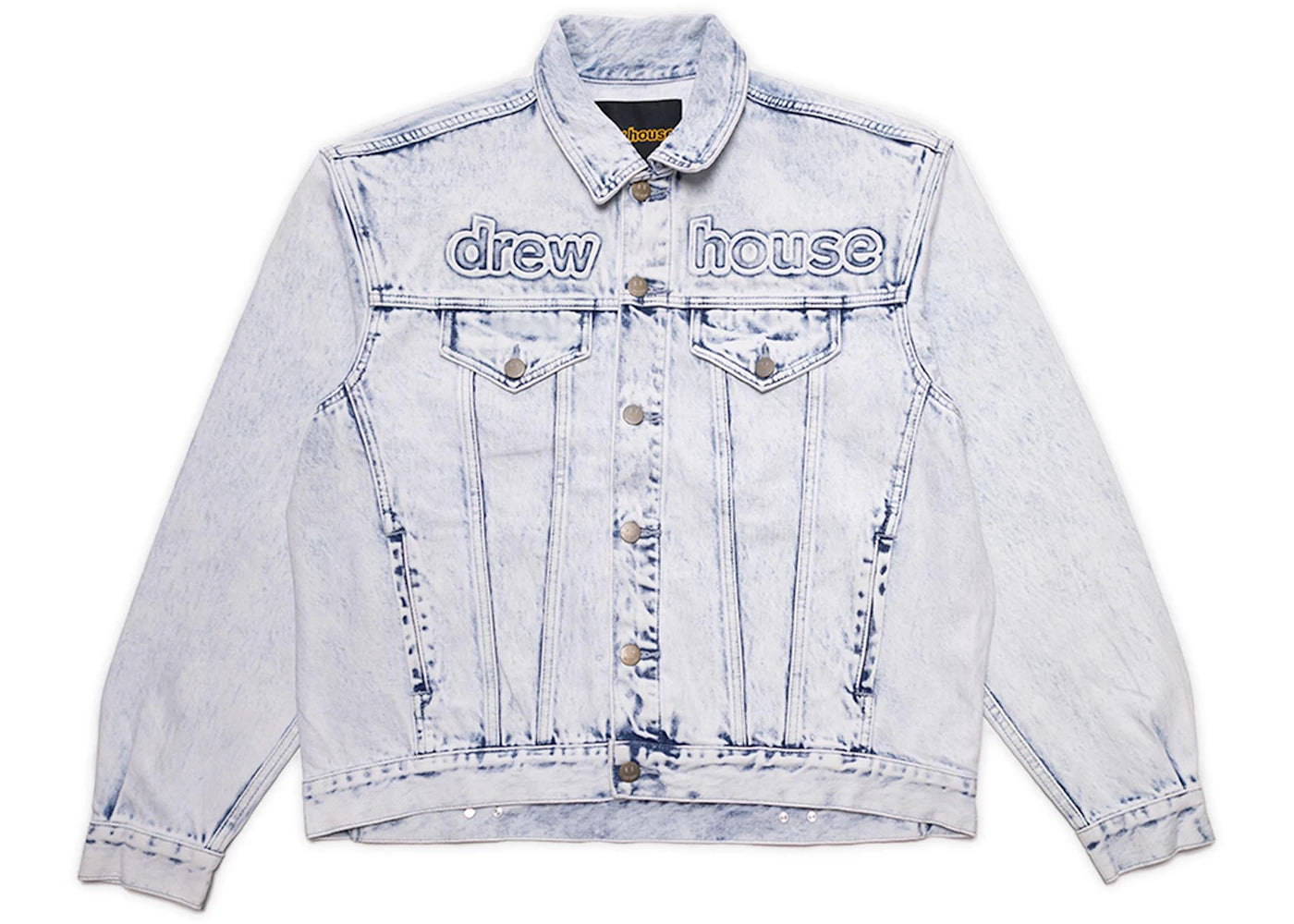 drew house oversized mascot trucker jacket painted indigo
