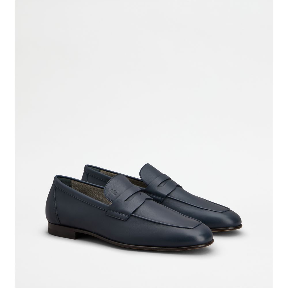 Tods Loafers In Leather Blue Mens