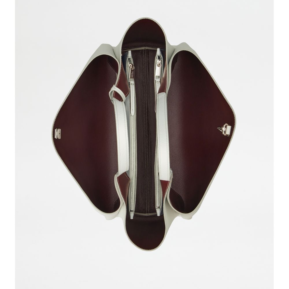 Tods Bag In Leather Medium White Burgundy