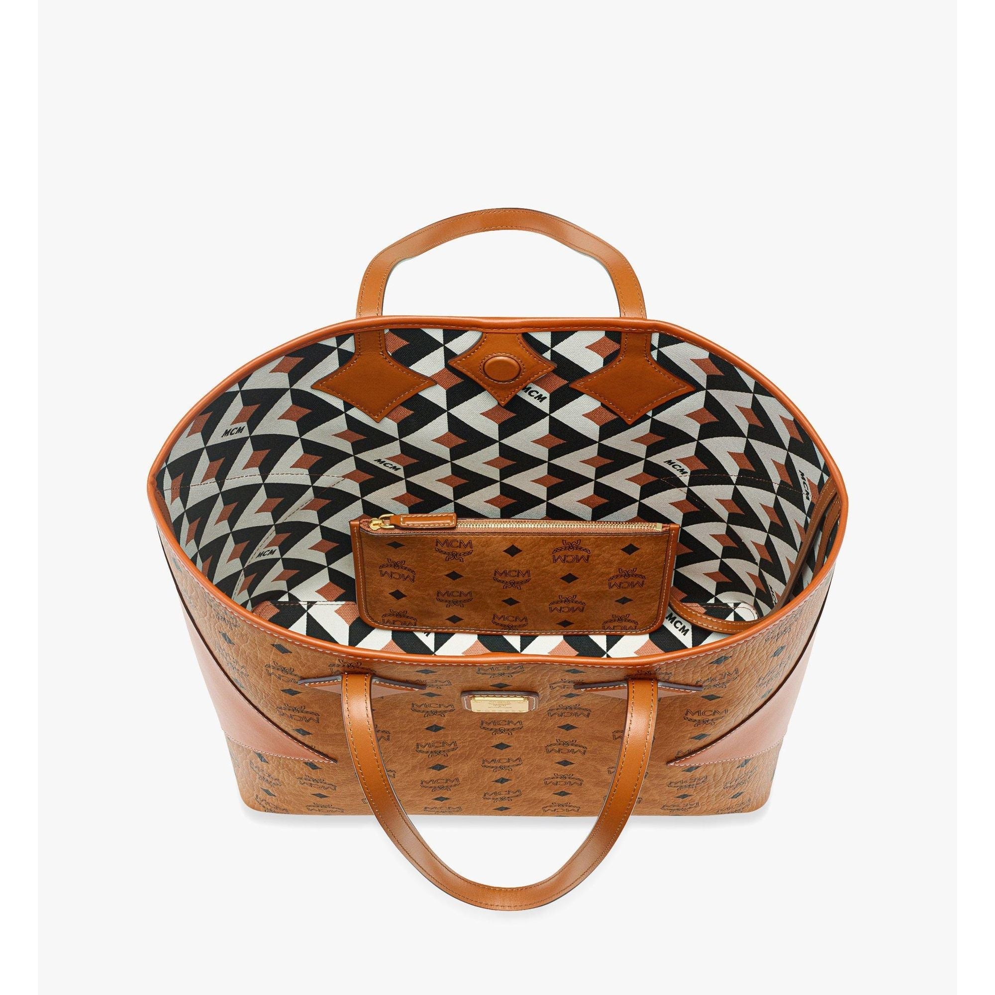 MCM Large Dia Shopper in Visetos Leather Mix