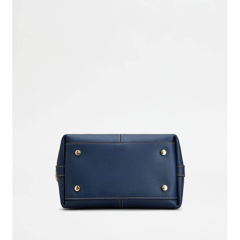 Tods Tote Shopping Bag In Leather Mini Blue