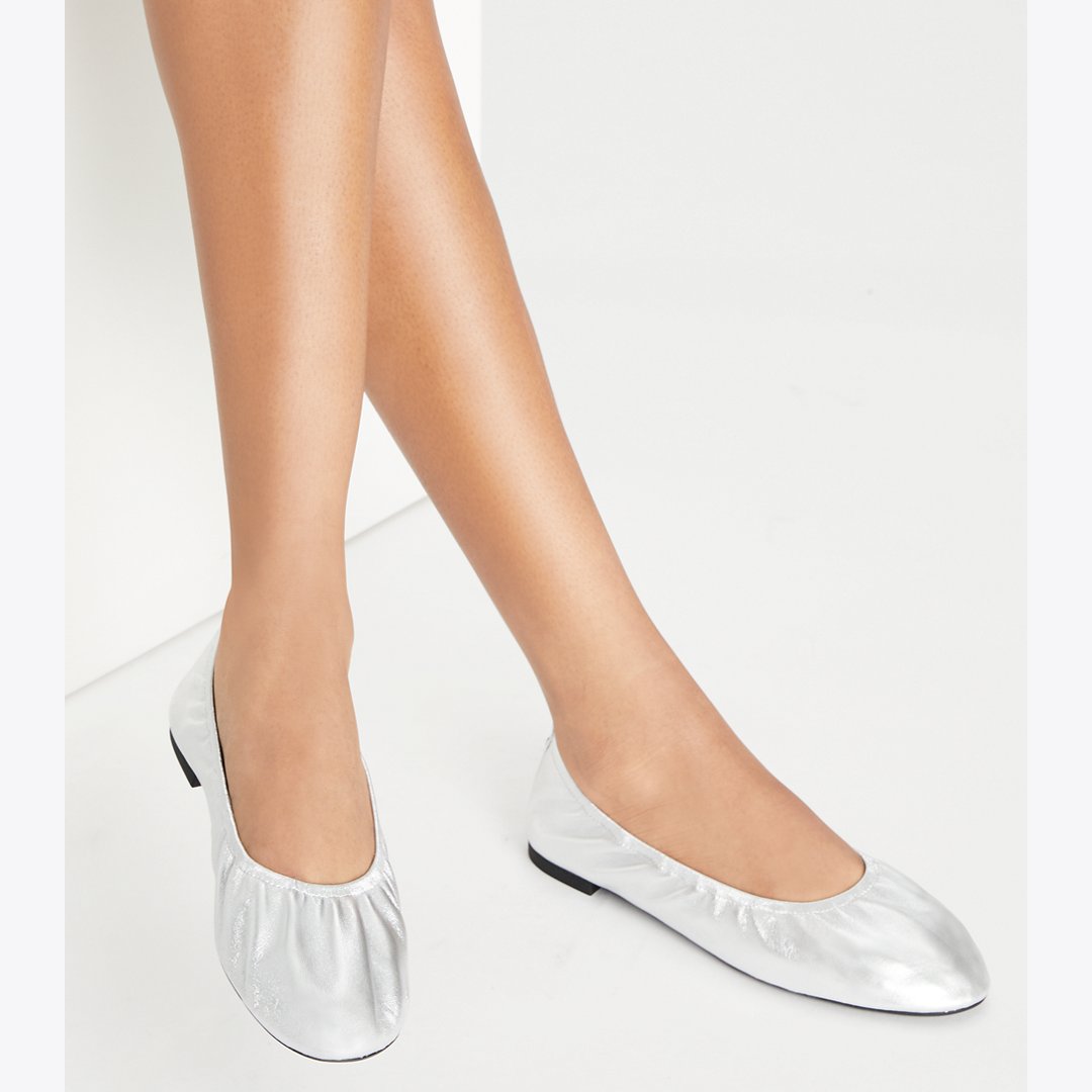 Tory Burch Eddie Ballet SILVER