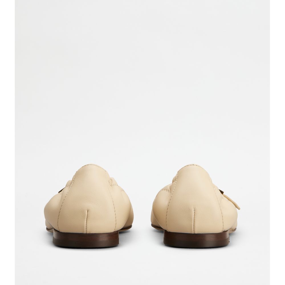 Tods Ballerinas In Leather Beige Womens