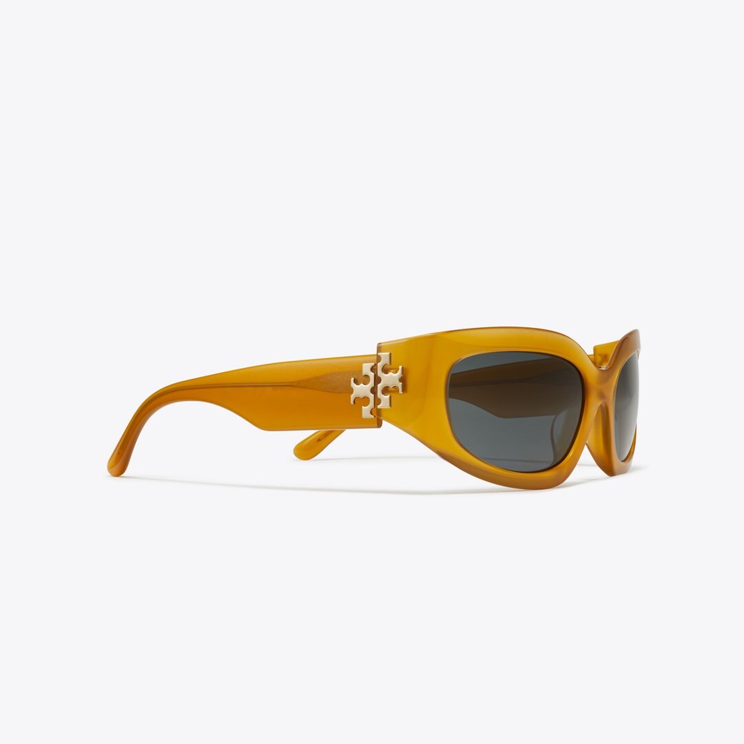 Tory Burch Eleanor Broken Logo Sunglasses OPAL DARK ORANGE/GREY