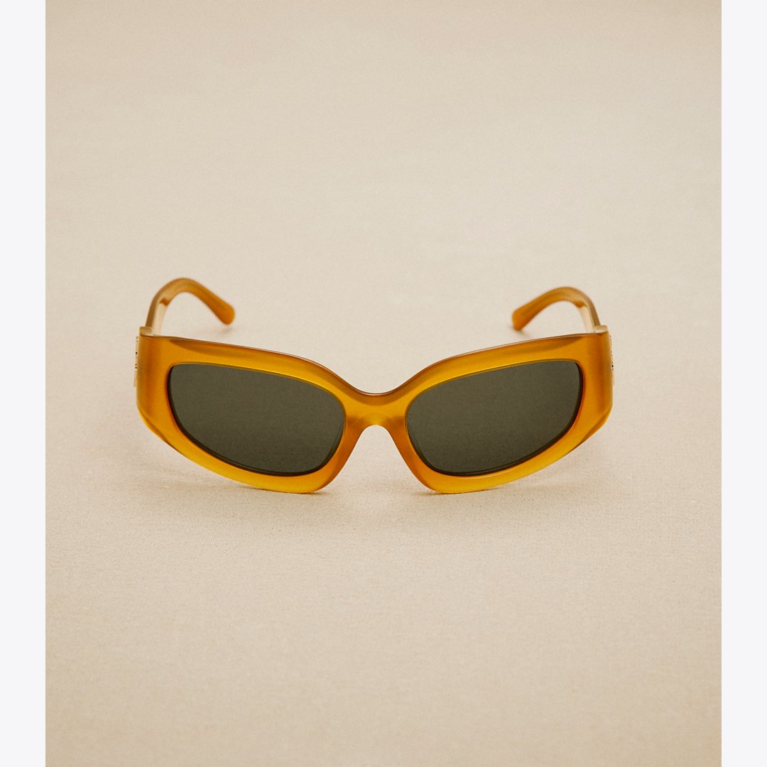 Tory Burch Eleanor Broken Logo Sunglasses OPAL DARK ORANGE/GREY