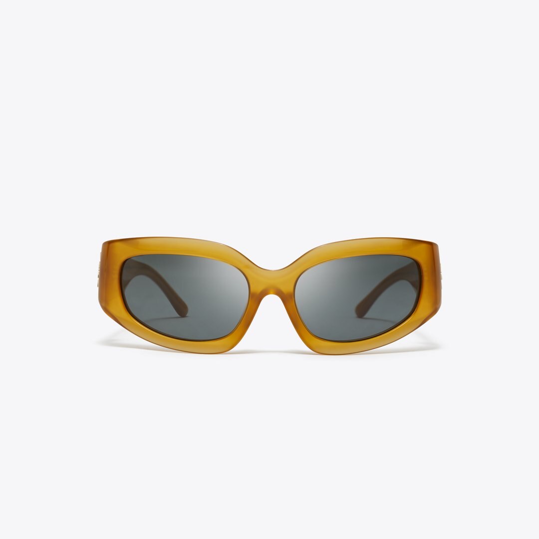 Tory Burch Eleanor Broken Logo Sunglasses OPAL DARK ORANGE/GREY